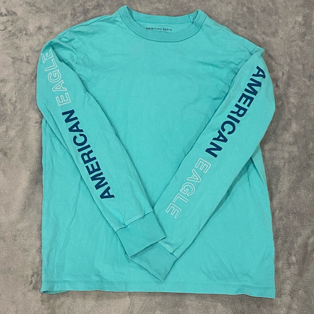 Cyan American Eagle Long Sleeved T-Shirt